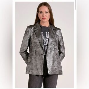 🩶NWT size XL ELAN Silver metallic blazer with a sleek and modern look.#glamour